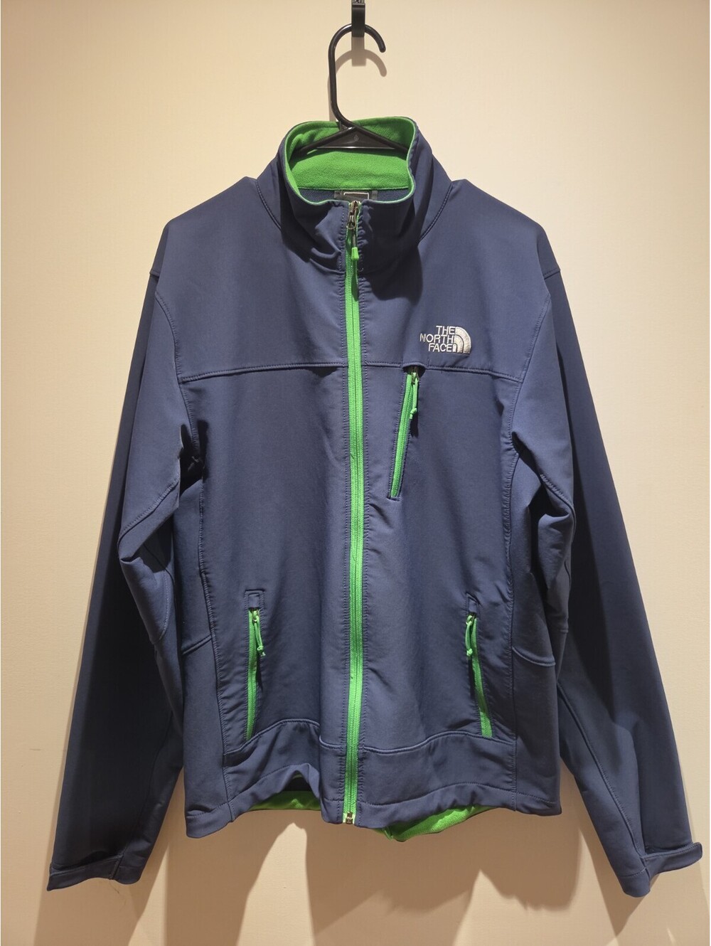 The North Face Jacket Mens S Navy Blue Lime Apex Bionic Softshell Outdoor Hiking